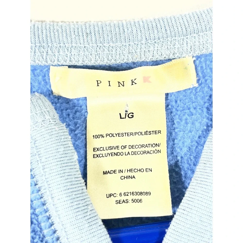 VS‎ Pink K Fleece Scottie Dog Polka Dot PJ Set Women L Blue Long Sleeve Cozy